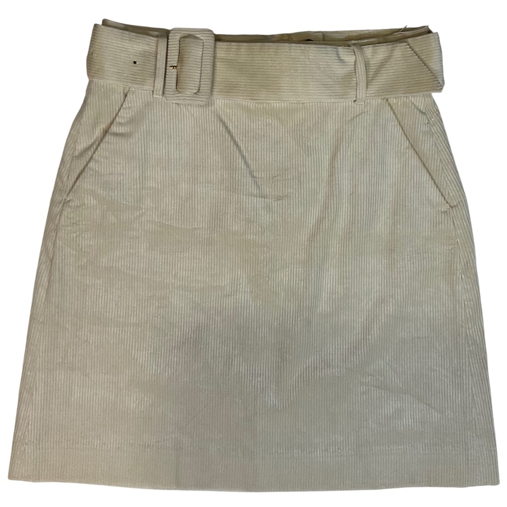Ivy‎ & Oak Cream Corduroy Belted Mini Skirt Women's Size 38 (US 6) Lined